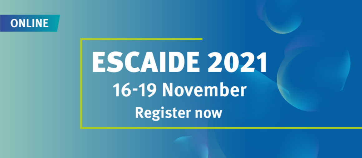Banner with text "ESCAIDE 2021 16-19 November - Register now"