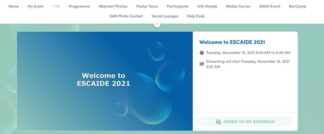 Screenshot of ESCAIDE platform